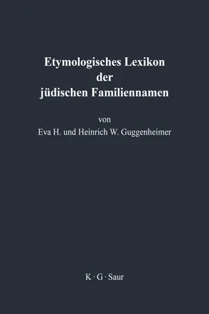 Etymologisches Lexikon der jüdischen Familiennamen