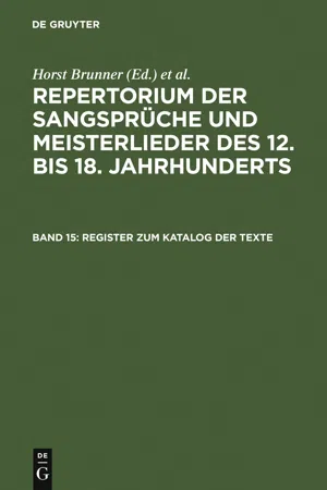 Register zum Katalog der Texte