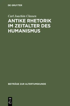 Antike Rhetorik im Zeitalter des Humanismus