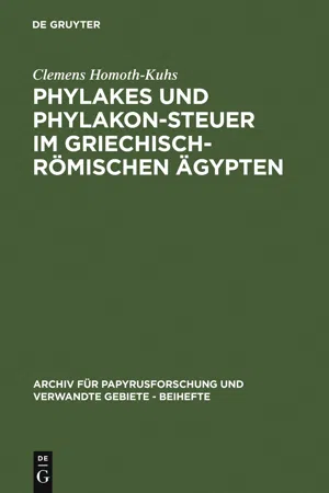 Phylakes und Phylakon-Steuer im griechisch-römischen Ägypten