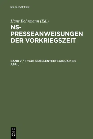 1939. Quellentexte Januar bis April. Quellentexte Mai bis August