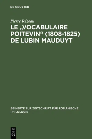 Le "Vocabulaire poitevin" (1808–1825) de Lubin Mauduyt