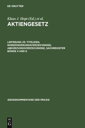 Titeleien, Normänderungsverzeichnisse, Abkürzungsverzeichnisse, Sachregister Bände 4 und 6