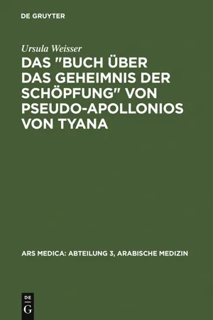 Das "Buch über das Geheimnis der Schöpfung" von Pseudo-Apollonios von Tyana