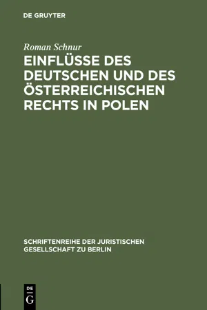 Einflüsse des deutschen und des österreichischen Rechts in Polen