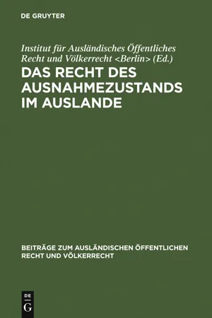 Das Recht des Ausnahmezustands im Auslande