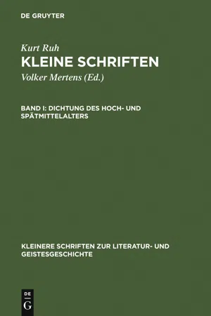 Dichtung des Hoch- und Spätmittelalters