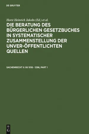 Sachenrecht II: §§ 1018 - 1296