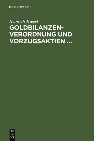 Goldbilanzen-Verordnung und Vorzugsaktien ...