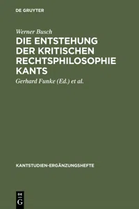 Die Entstehung der kritischen Rechtsphilosophie Kants_cover