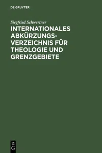Internationales Abkürzungsverzeichnis für Theologie und Grenzgebiete_cover