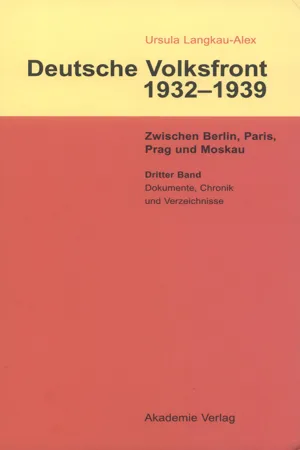 Dritter Band: Dokumente zur Geschichte des Ausschusses zur Vorbereitung einer deutschen Volksfront, Chronik und Verzeichnisse