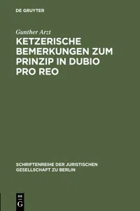 Ketzerische Bemerkungen zum Prinzip in dubio pro reo_cover