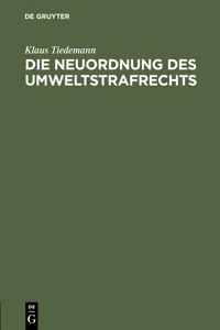 Die Neuordnung des Umweltstrafrechts_cover