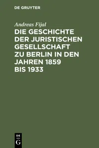 Die Geschichte der Juristischen Gesellschaft zu Berlin in den Jahren 1859 bis 1933_cover