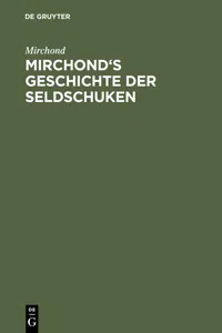 Mirchond's Geschichte der Seldschuken_cover