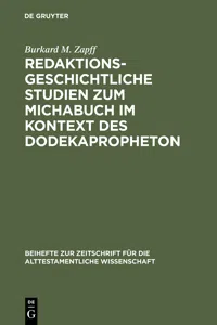 Redaktionsgeschichtliche Studien zum Michabuch im Kontext des Dodekapropheton_cover