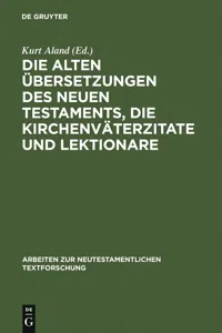 Die alten Übersetzungen des Neuen Testaments, die Kirchenväterzitate und Lektionare_cover