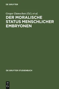 Der moralische Status menschlicher Embryonen_cover