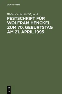 Festschrift für Wolfram Henckel zum 70. Geburtstag am 21. April 1995_cover