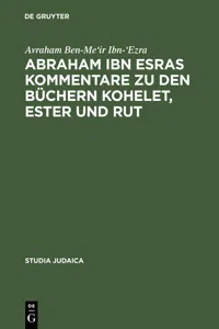 Abraham ibn Esras Kommentare zu den Büchern Kohelet, Ester und Rut_cover