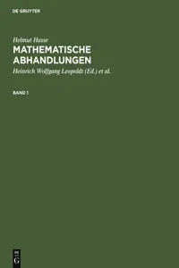 Helmut Hasse: Mathematische Abhandlungen. 1_cover