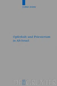 Opferkult und Priestertum in Alt-Israel_cover