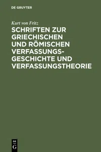 Schriften zur griechischen und römischen Verfassungsgeschichte und Verfassungstheorie_cover