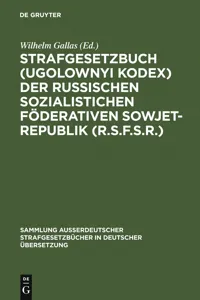 Strafgesetzbuch der Russischen Sozialistichen Föderativen Sowjet-Republik_cover