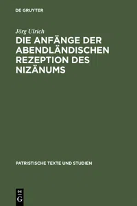 Die Anfänge der abendländischen Rezeption des Nizänums_cover