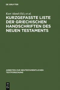 Kurzgefaßte Liste der griechischen Handschriften des Neuen Testaments_cover