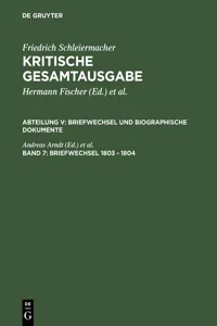 Briefwechsel 1803 - 1804_cover