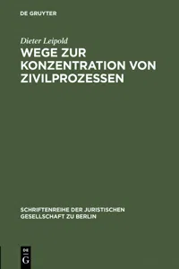 Wege zur Konzentration von Zivilprozessen_cover