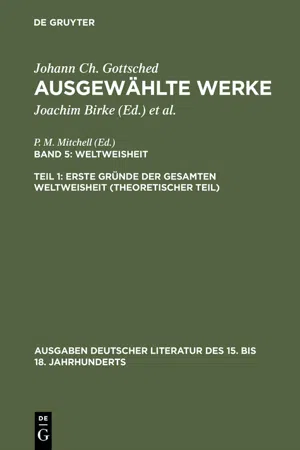 Erste Gründe der gesamten Weltweisheit (Theoretischer Teil)