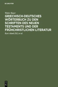 Griechisch-deutsches Wörterbuch zu den Schriften des Neuen Testaments und der frühchristlichen Literatur_cover