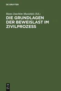 Die Grundlagen der Beweislast im Zivilprozeß_cover