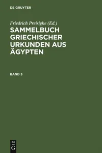 Sammelbuch griechischer Urkunden aus Ägypten. Band 3_cover