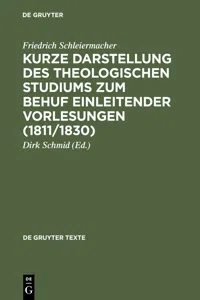 Kurze Darstellung des theologischen Studiums zum Behuf einleitender Vorlesungen_cover