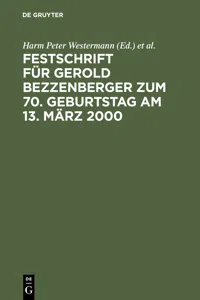 Festschrift für Gerold Bezzenberger zum 70. Geburtstag am 13. März 2000_cover