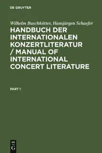 Handbuch der Internationalen Konzertliteratur / Manual of International Concert Literature_cover