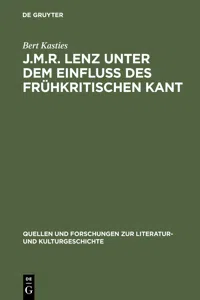 J.M.R. Lenz unter dem Einfluß des frühkritischen Kant_cover