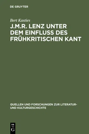 J.M.R. Lenz unter dem Einfluß des frühkritischen Kant