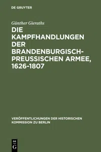 Die Kampfhandlungen der Brandenburgisch-Preussischen Armee, 1626-1807_cover