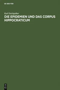 Die Epidemien und das Corpus Hippocraticum_cover