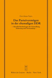 Das Parteivermögen in der ehemaligen DDR_cover