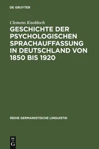 Geschichte der psychologischen Sprachauffassung in Deutschland von 1850 bis 1920_cover