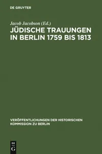 Jüdische Trauungen in Berlin 1759 bis 1813_cover