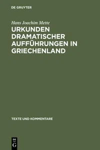 Urkunden dramatischer Aufführungen in Griechenland_cover