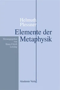 Helmuth Plessner, Elemente der Metaphysik_cover