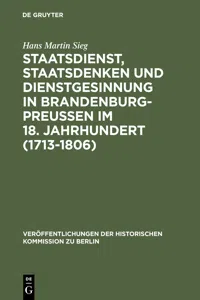 Staatsdienst, Staatsdenken und Dienstgesinnung in Brandenburg-Preußen im 18. Jahrhundert_cover